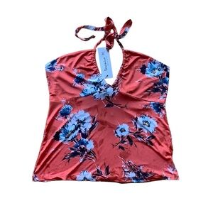 Veronica M halter top tank orange floral crop top size medium